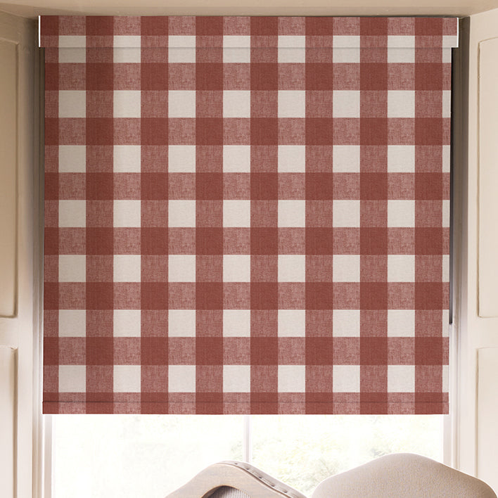 Sophie Allport Gingham Translucent Made To Measure Roller Blind Rustic Red