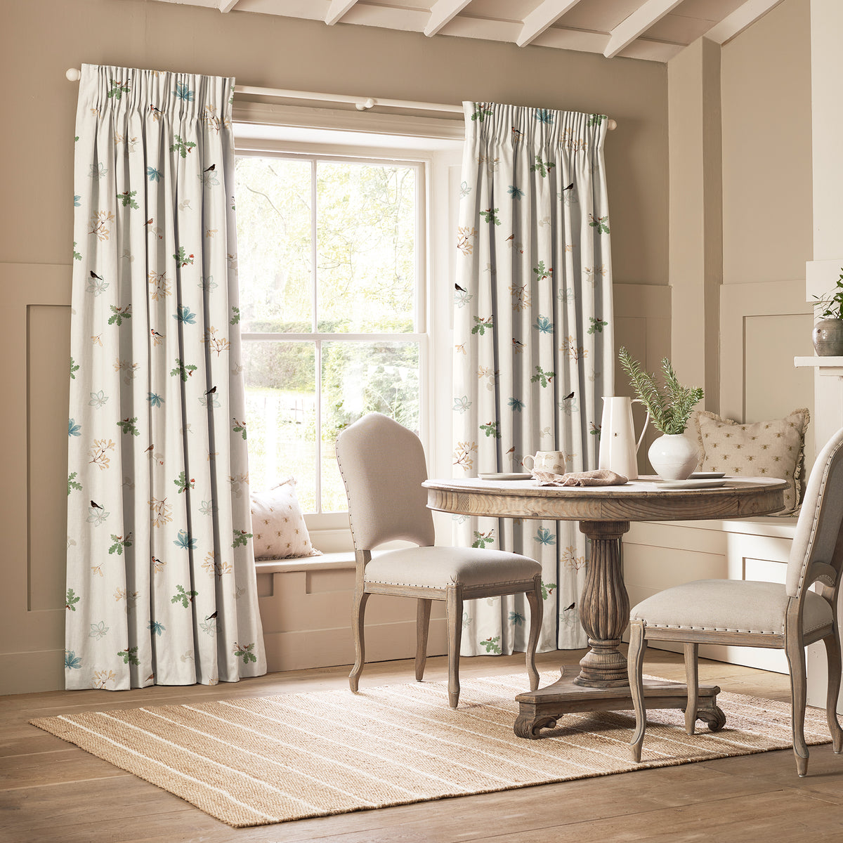 Sophie Allport Orchard Birds Made To Measure Curtains Off White