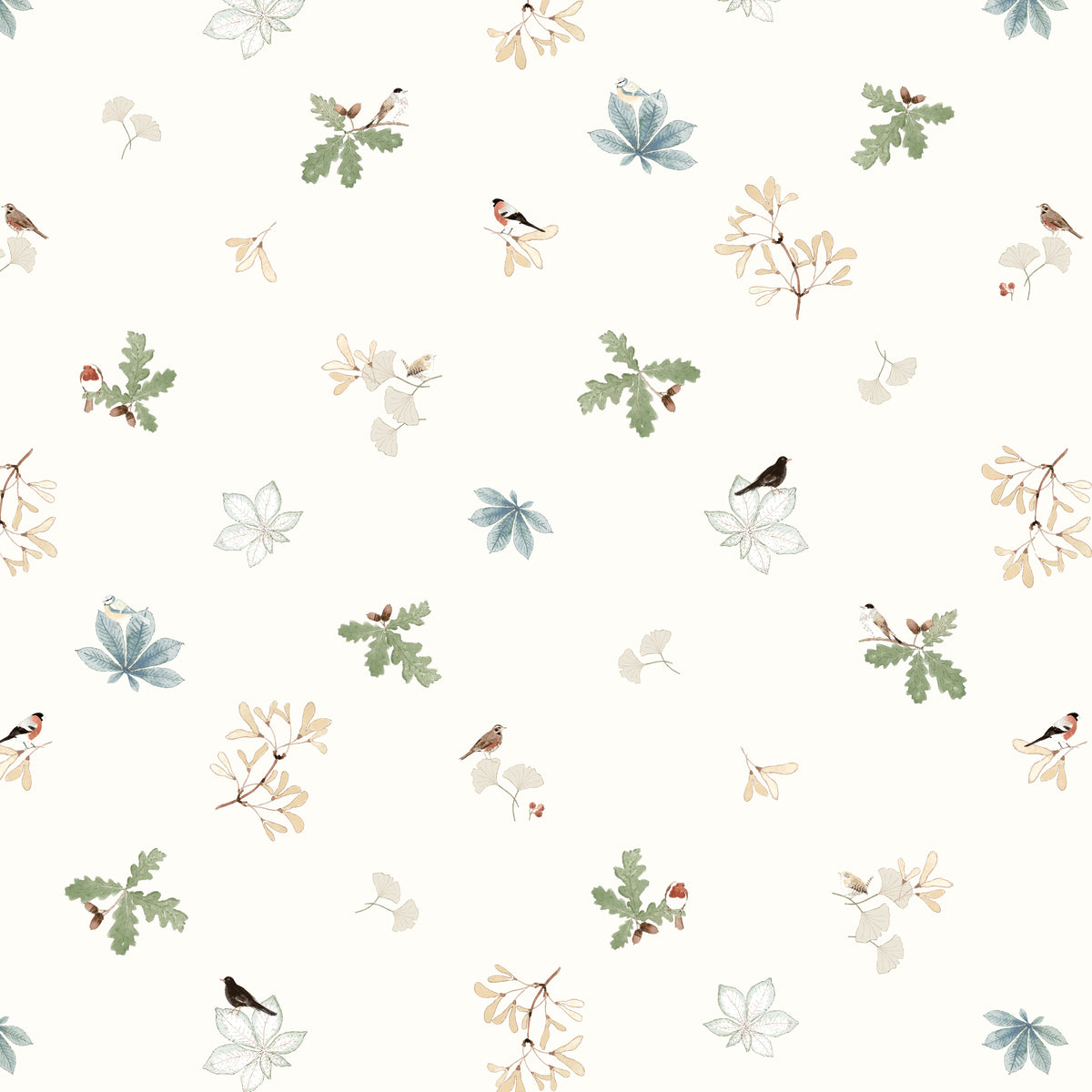 Sophie Allport Orchard Birds Made To Measure Curtains Off White