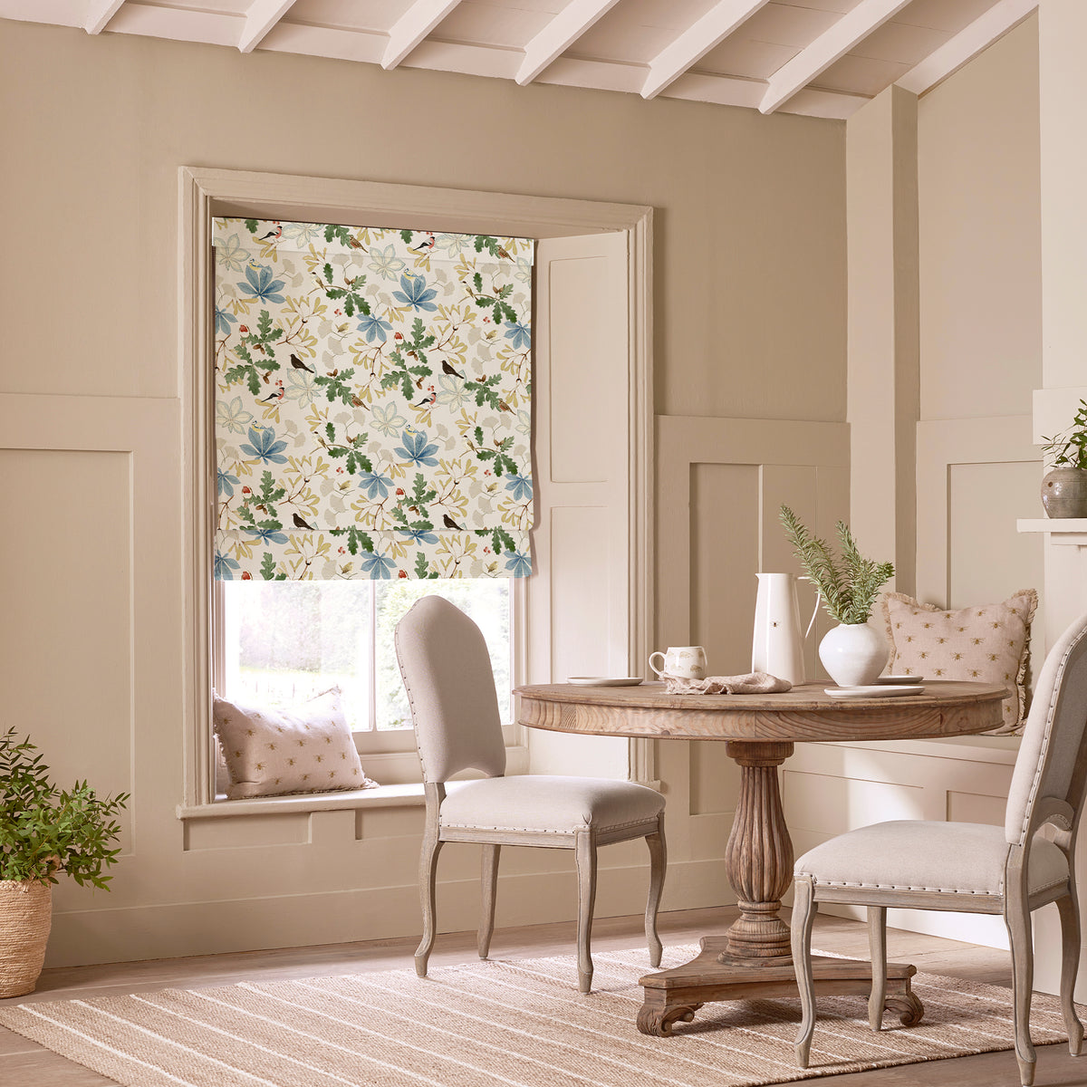 Sophie Allport Orchard Birds Made To Measure Roman Blind Blue Green