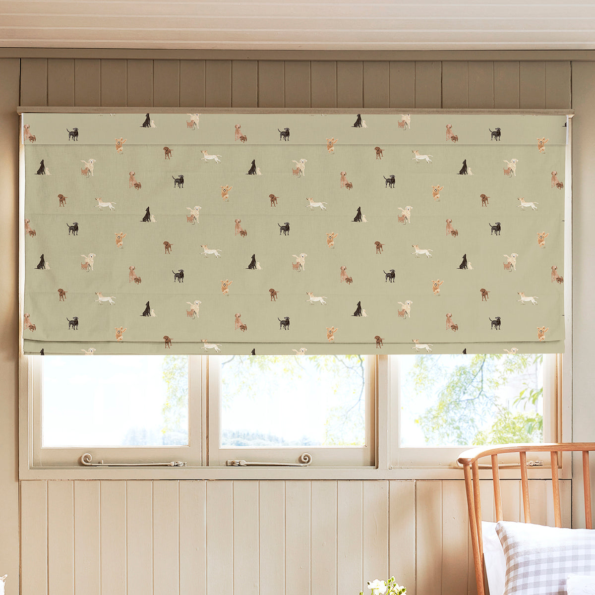 Sophie Allport Labradors And Retrievers Made To Measure Roman Blind Khaki
