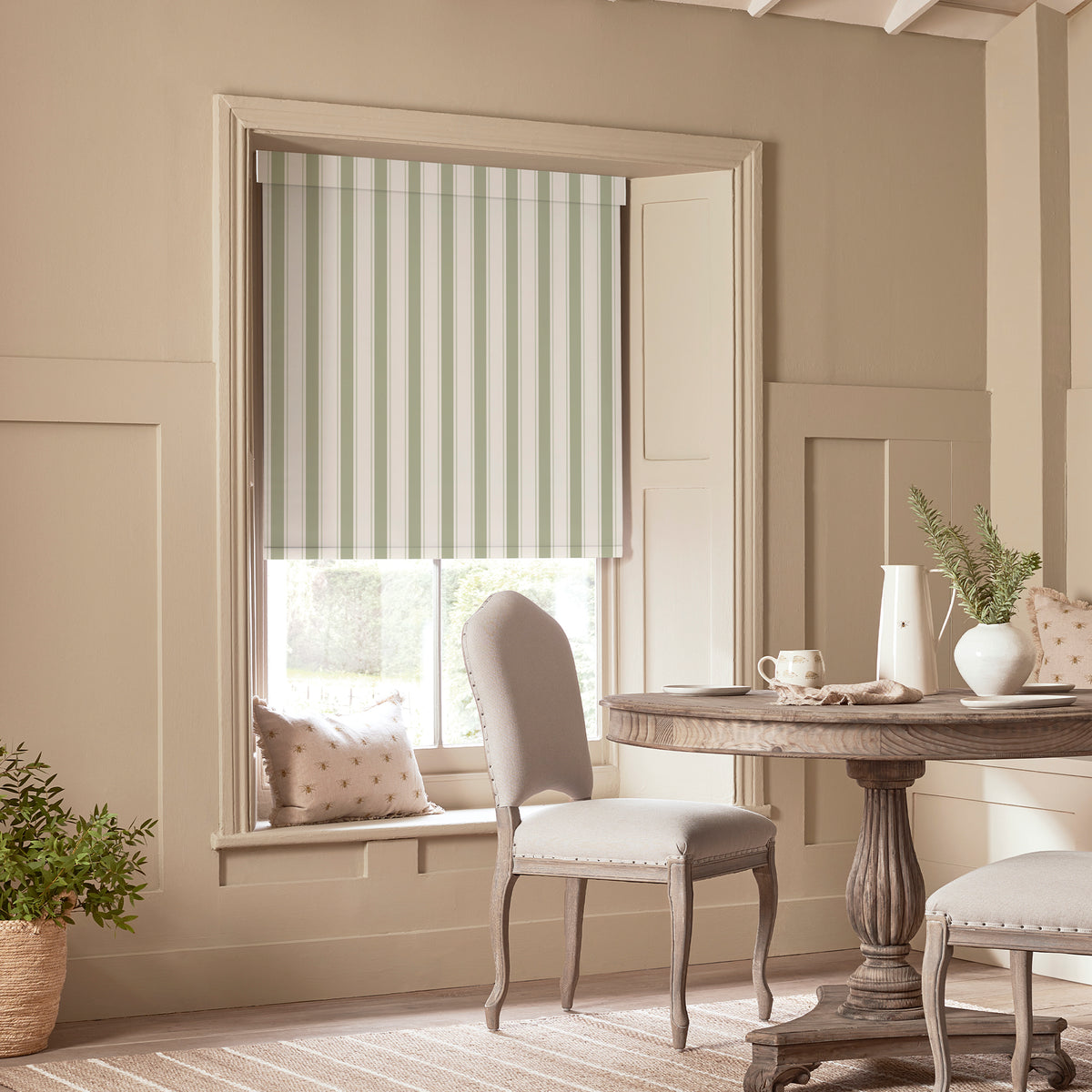 Sophie Allport Oundle Stripe Translucent Made To Measure Roller Blind Sage
