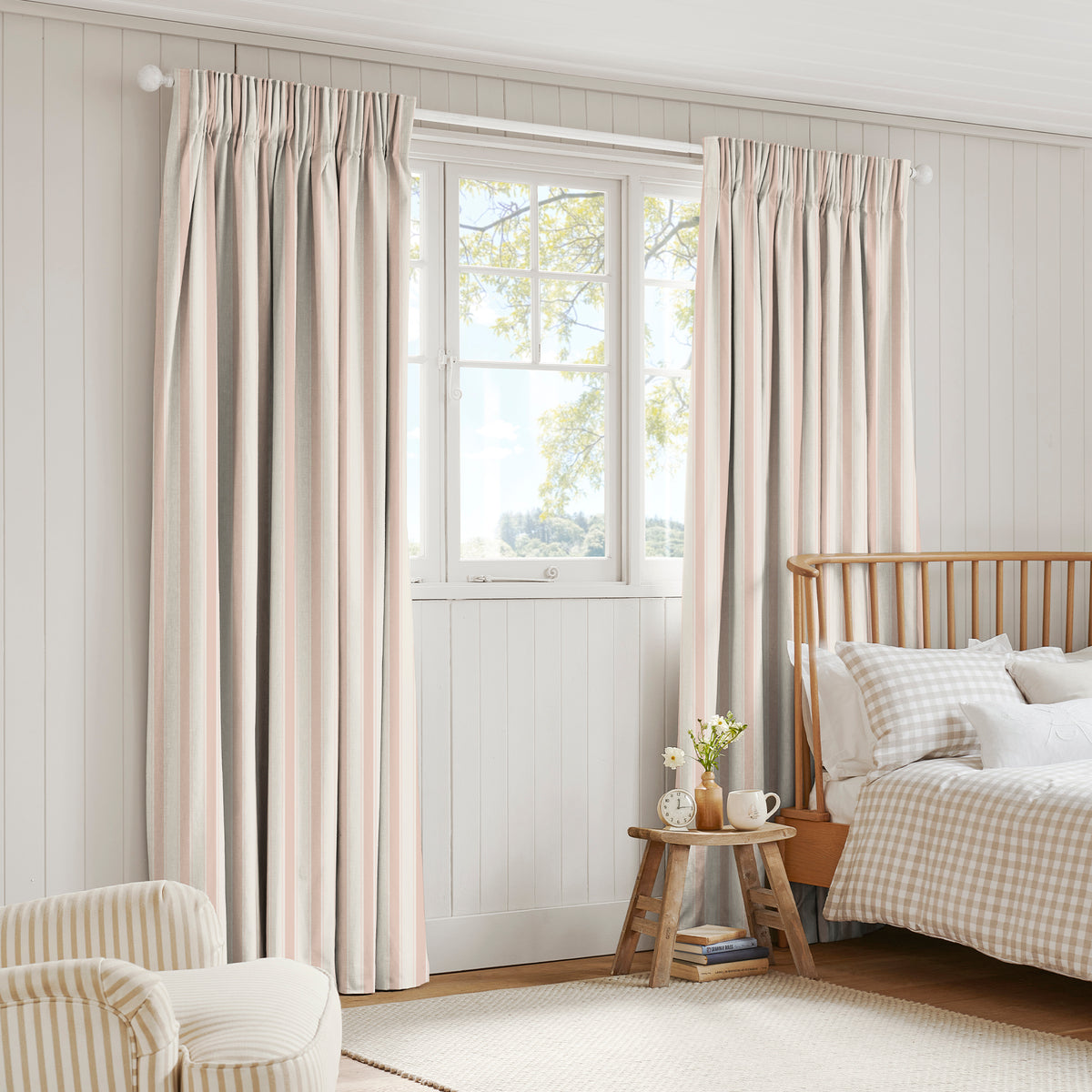 Sophie Allport Oundle Stripe Made To Measure Curtains Pink