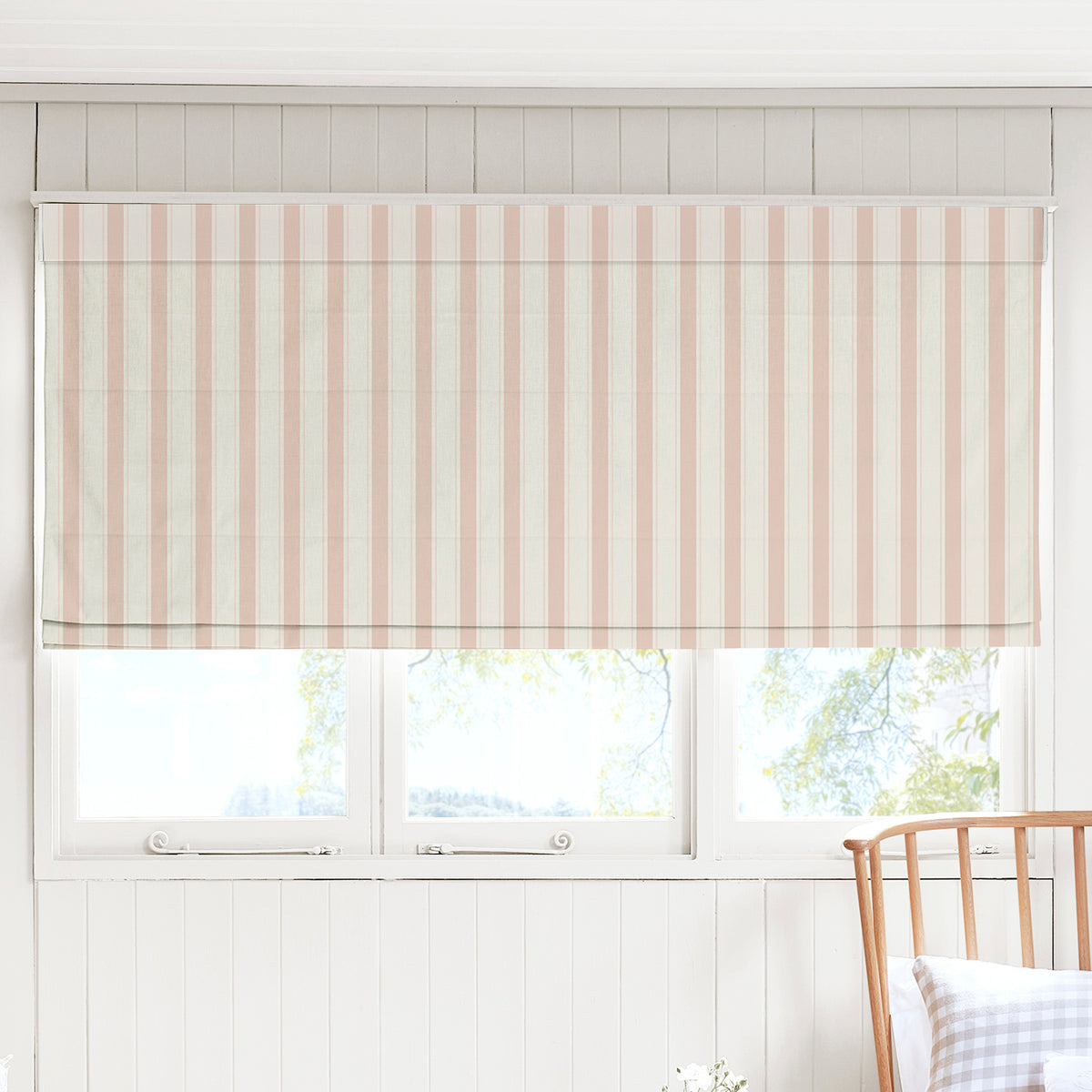 Sophie Allport Oundle Stripe Made To Measure Roman Blind Pink