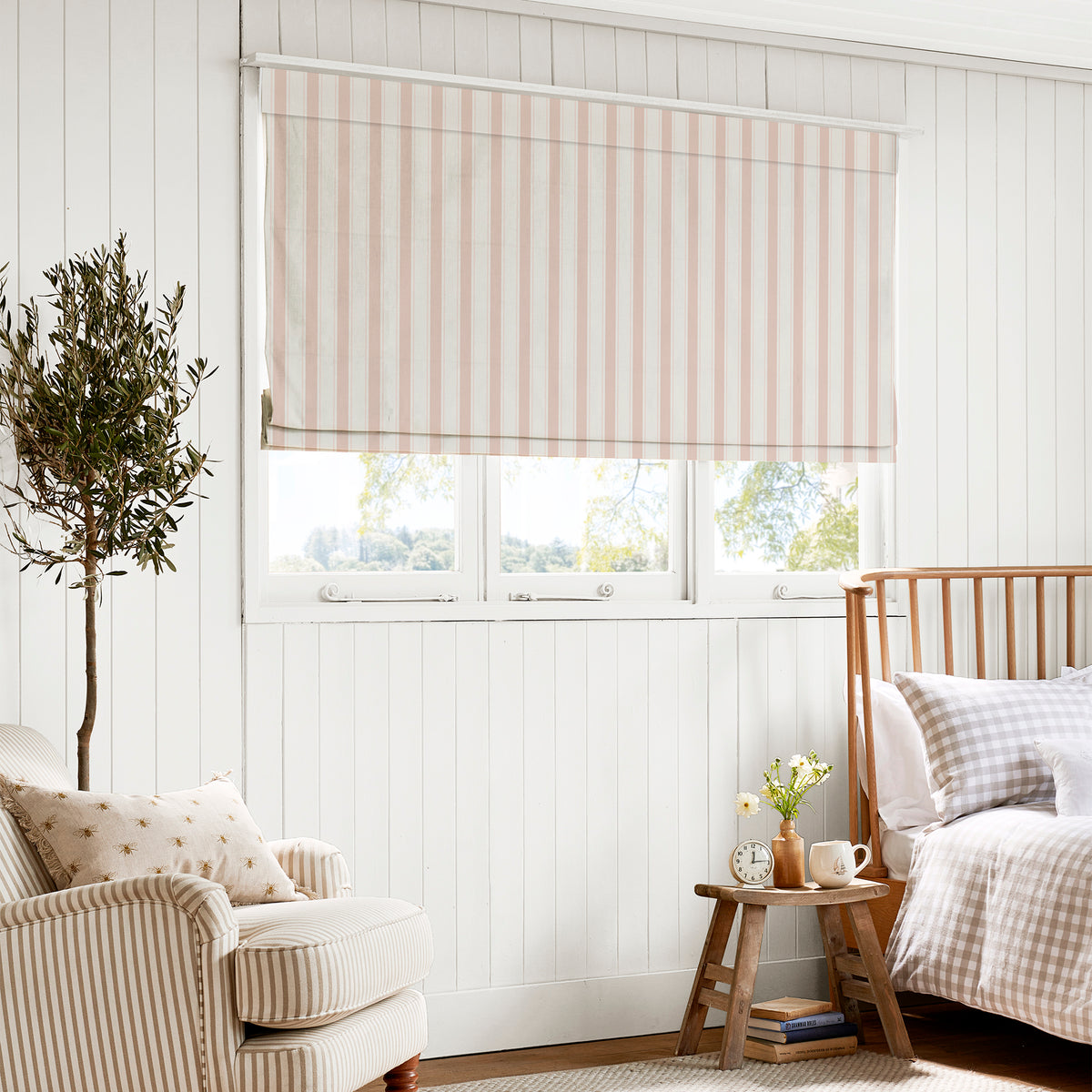 Sophie Allport Oundle Stripe Made To Measure Roman Blind Pink