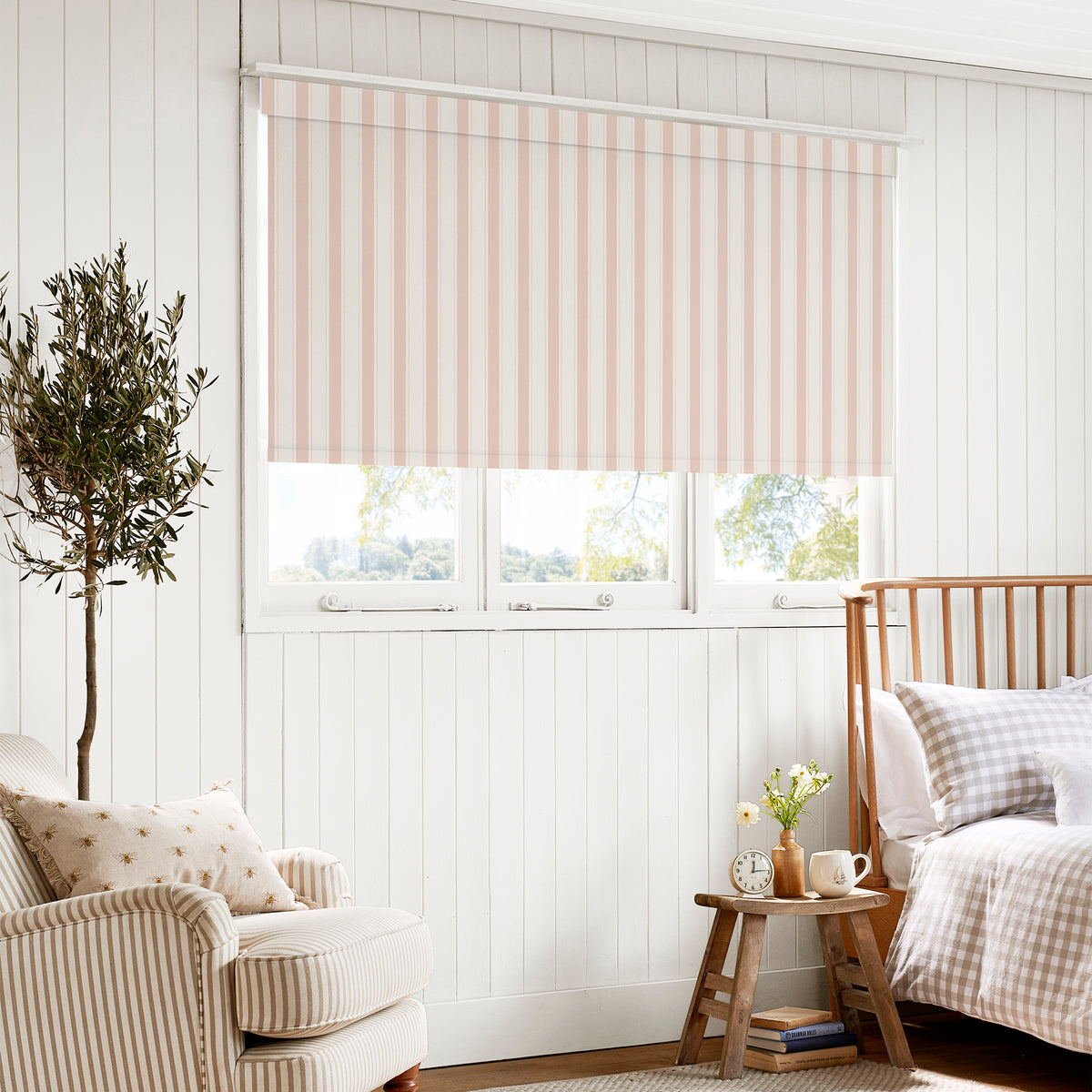 Sophie Allport Oundle Stripe Blackout Made To Measure Roller Blind Pink