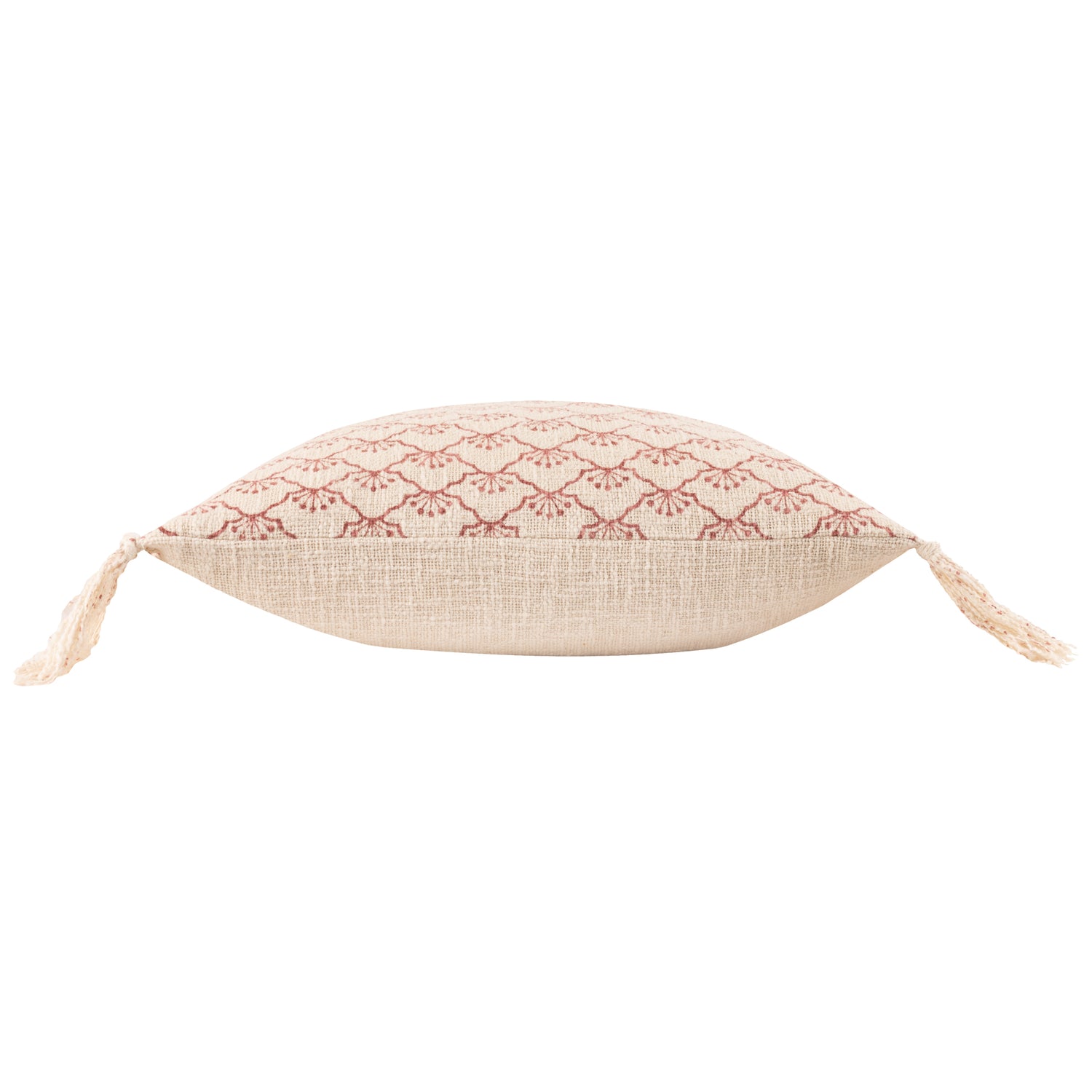 Yard Saku Blossom Fringed Cotton 50cm x 50cm Filled Cushion Kilm Red