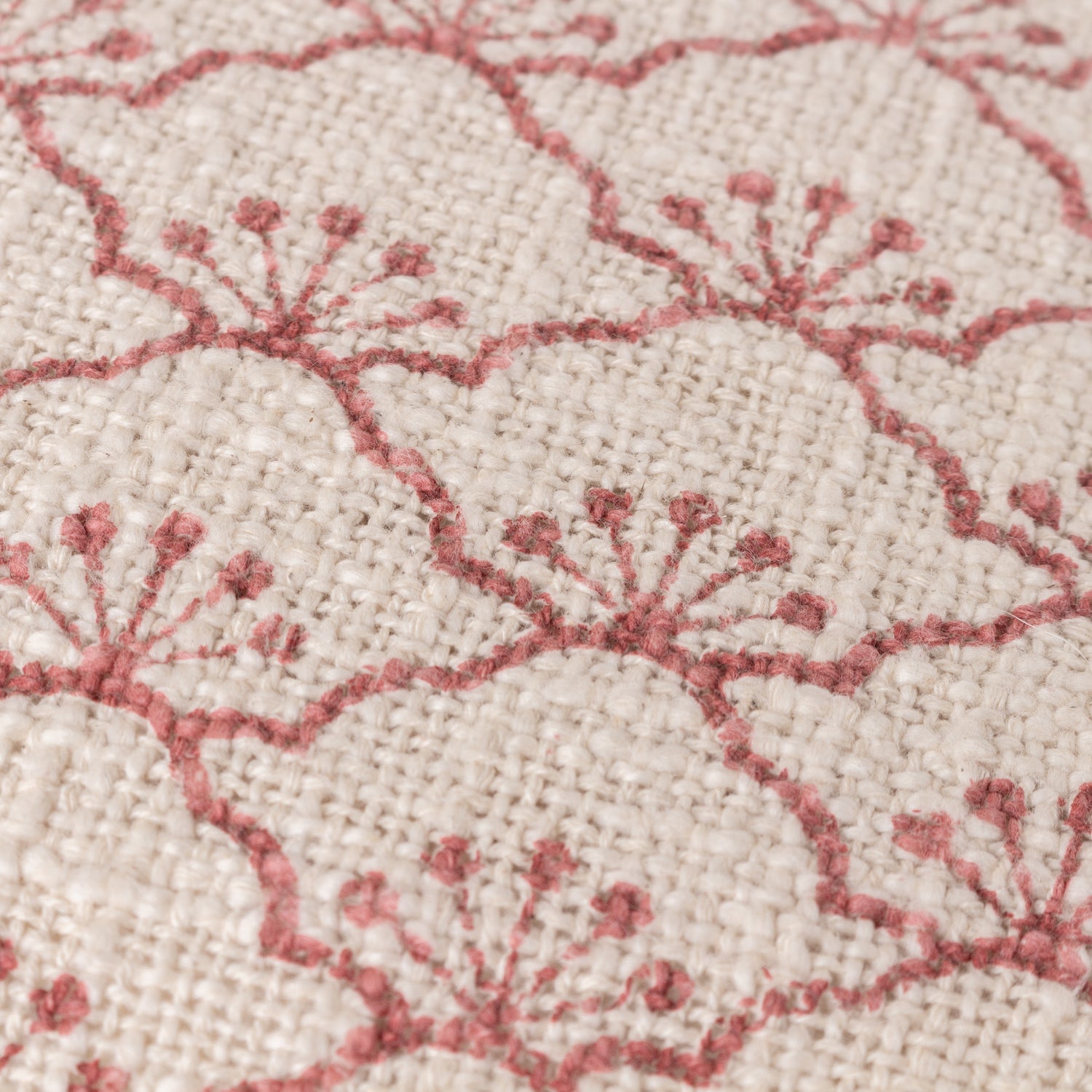 Yard Saku Blossom Fringed Cotton 50cm x 50cm Filled Cushion Kilm Red