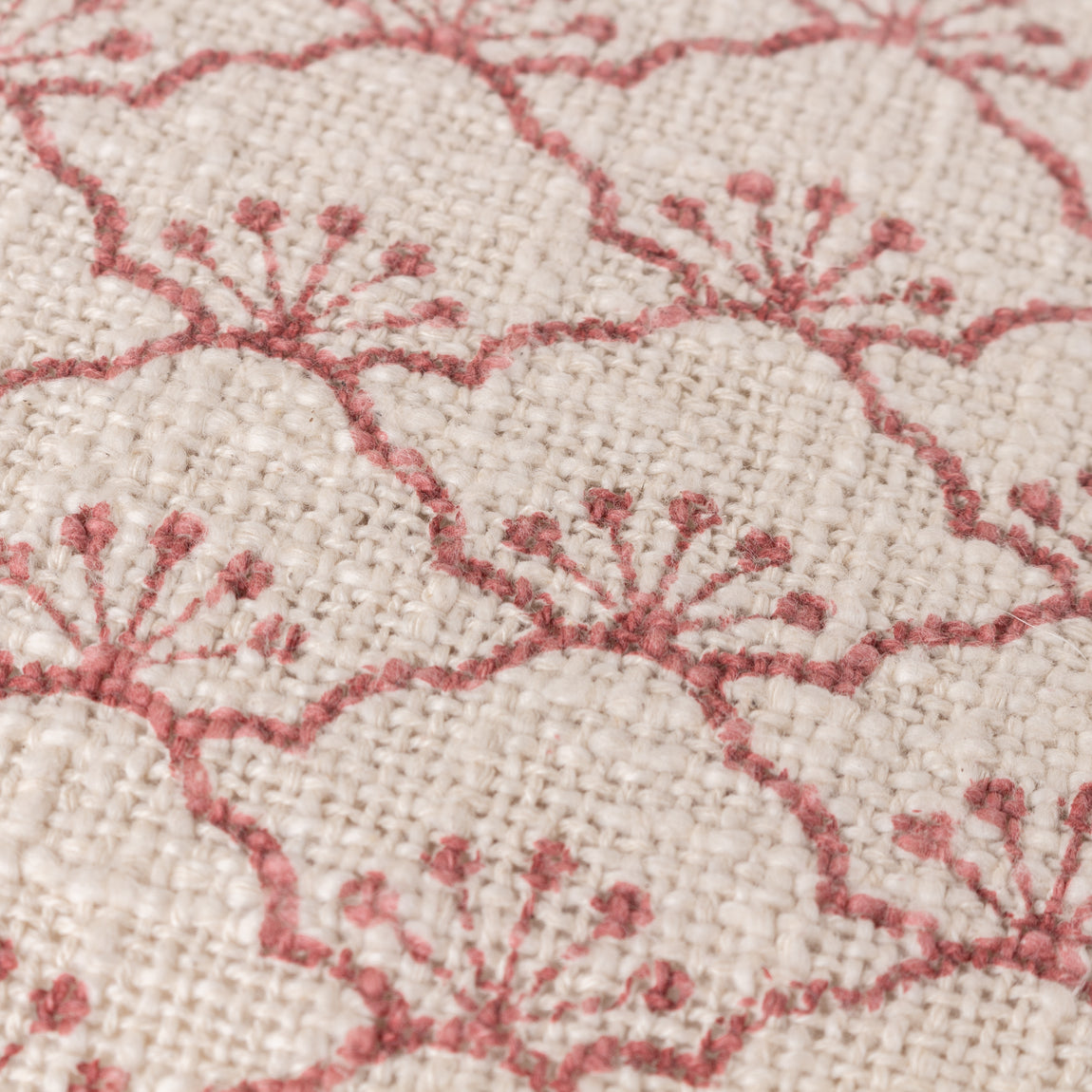 Yard Saku Blossom Fringed Cotton 50cm x 50cm Filled Cushion Kilm Red