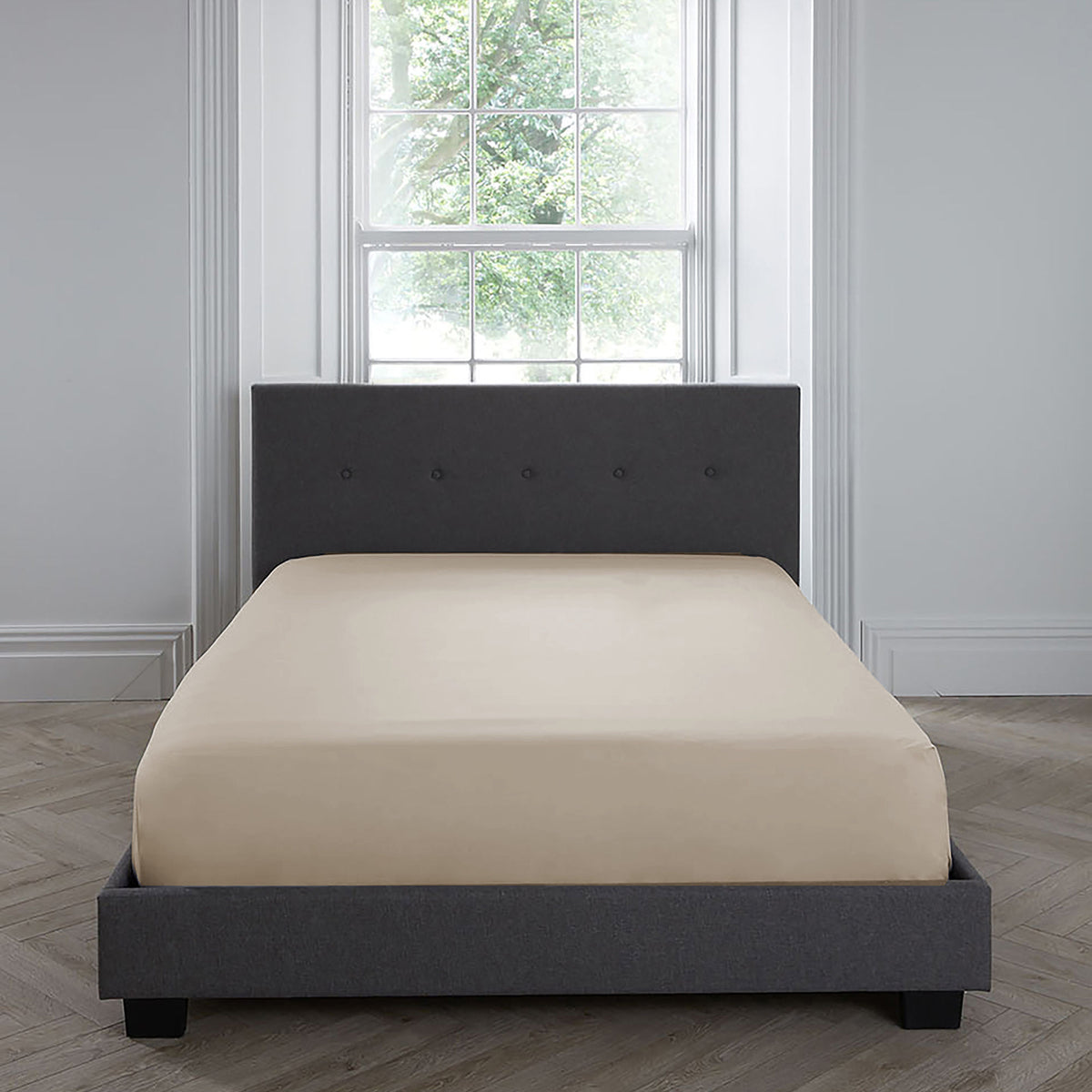 Serene Plain Dye Bed Linen Fitted Sheet Natural