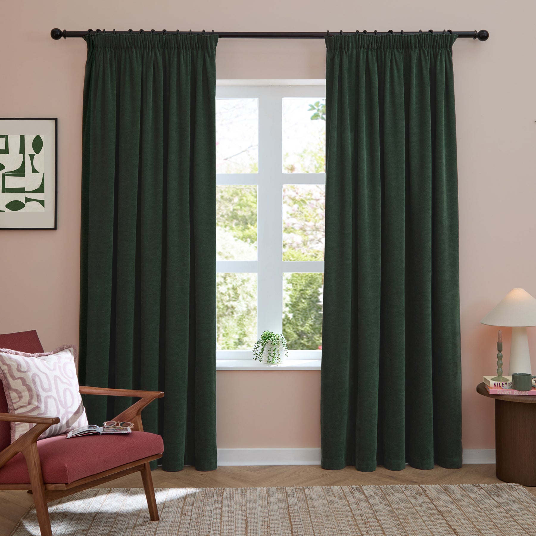 Furn Soft Chenille Ready Made Blackout Curtains Bottle