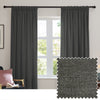 Furn Soft Chenille Ready Made Blackout Curtains Charcoal