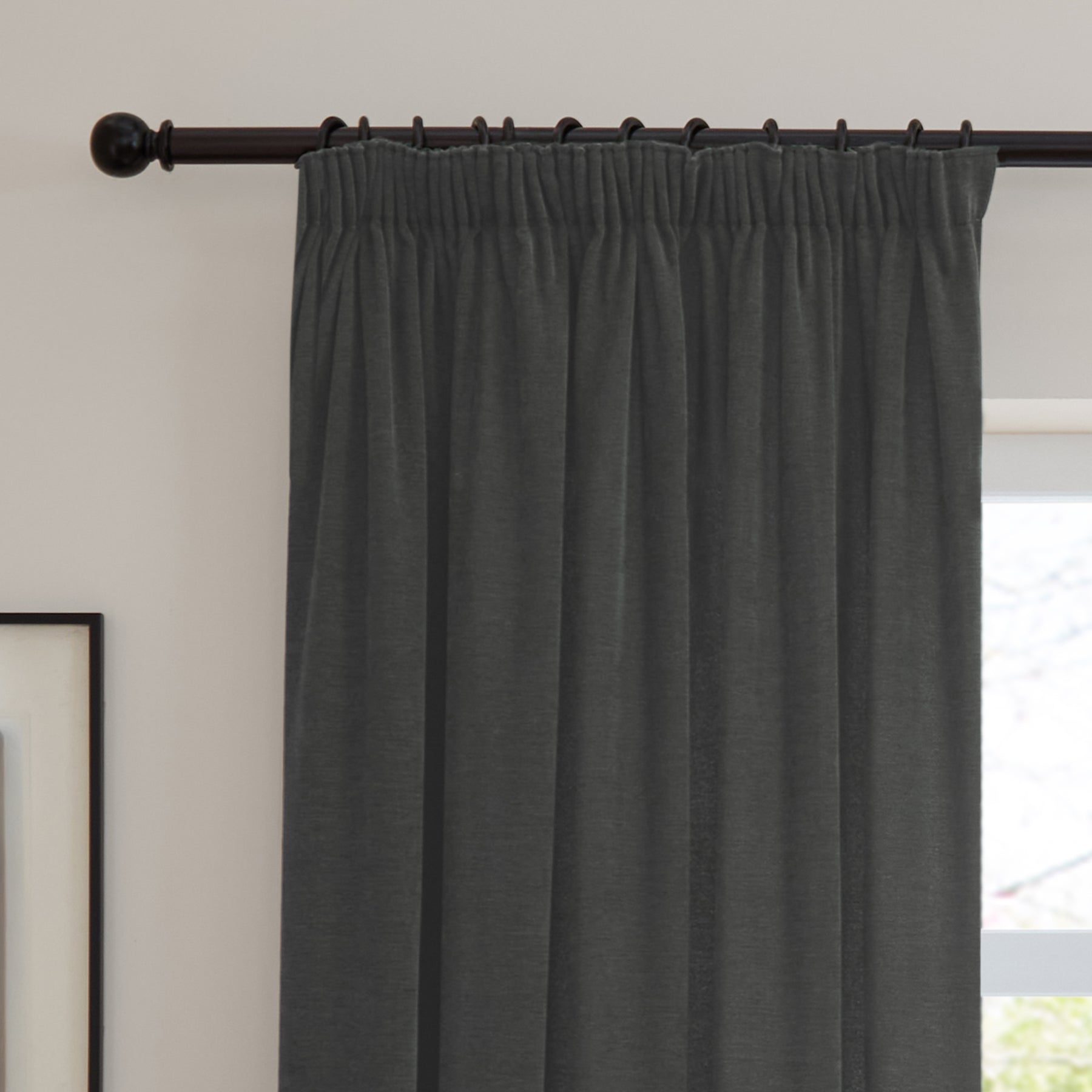 Furn Soft Chenille Ready Made Blackout Curtains Charcoal