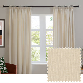 Furn Soft Chenille Ready Made Blackout Curtains Ecru
