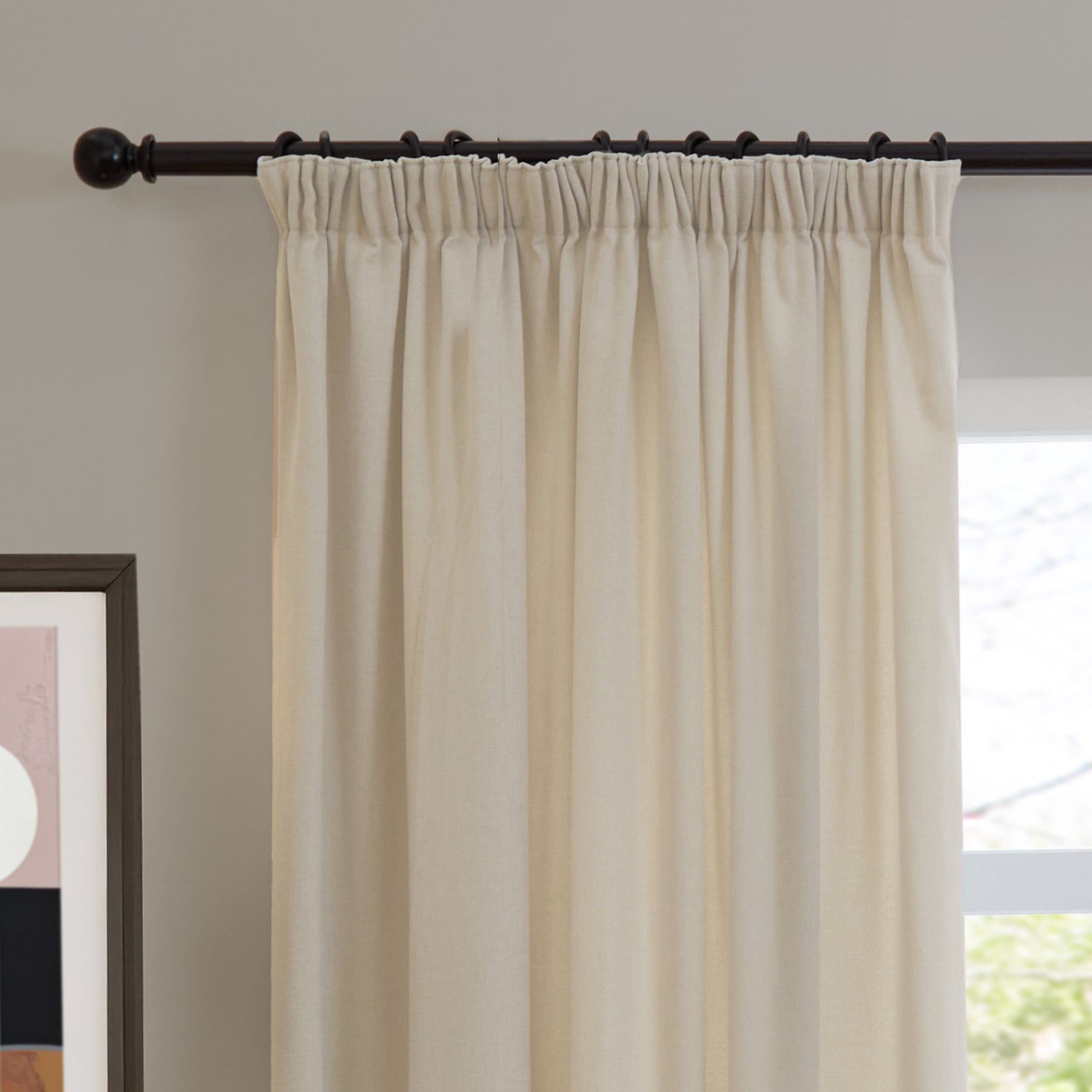 Furn Soft Chenille Ready Made Blackout Curtains Ecru