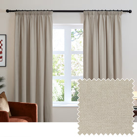 Furn Soft Chenille Ready Made Blackout Curtains Natural