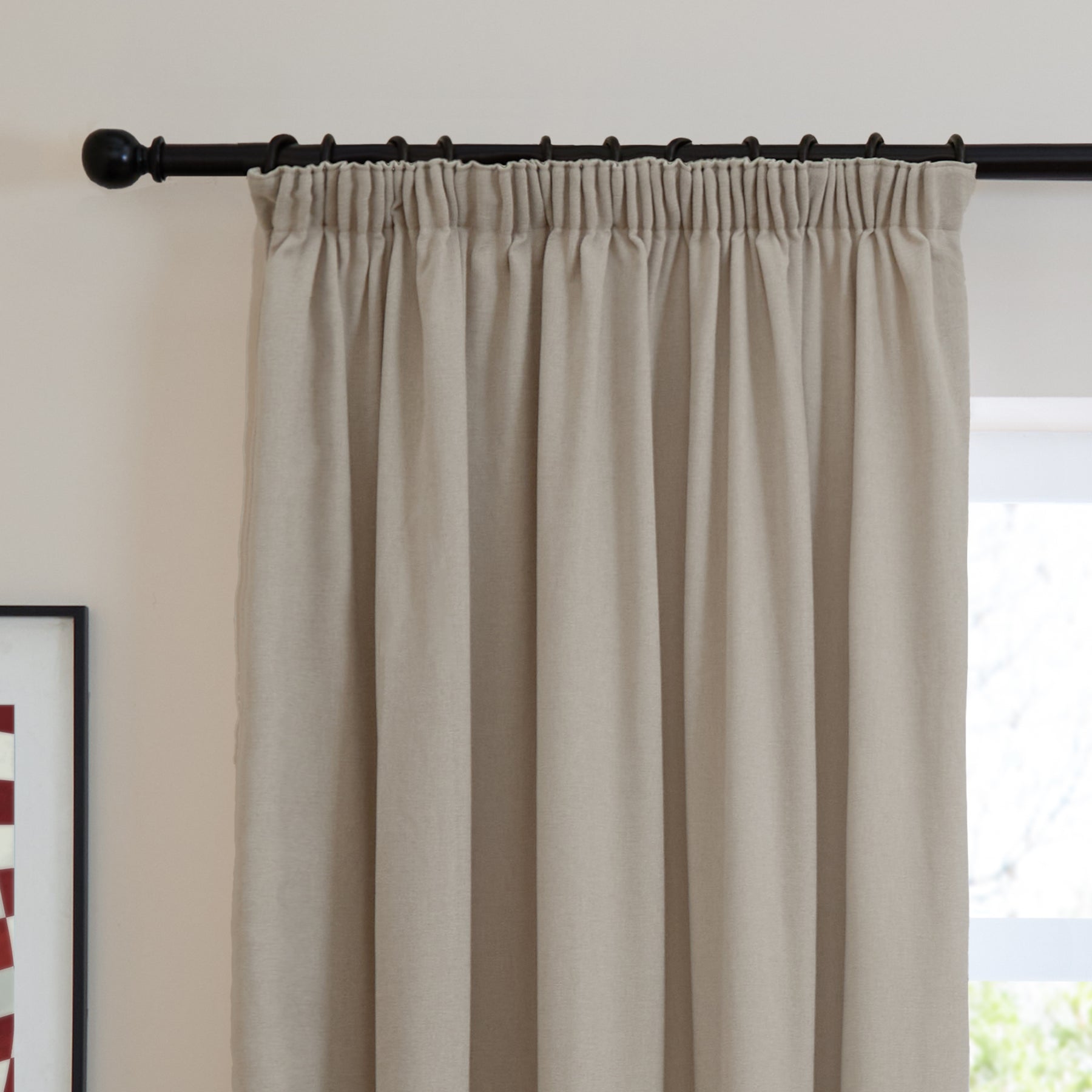 Furn Soft Chenille Ready Made Blackout Curtains Natural