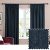 Furn Soft Chenille Ready Made Blackout Curtains Navy