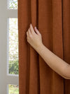 Furn Soft Chenille Ready Made Blackout Curtains Rust