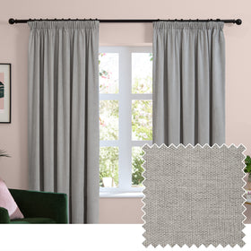 Furn Soft Chenille Ready Made Blackout Curtains Silver
