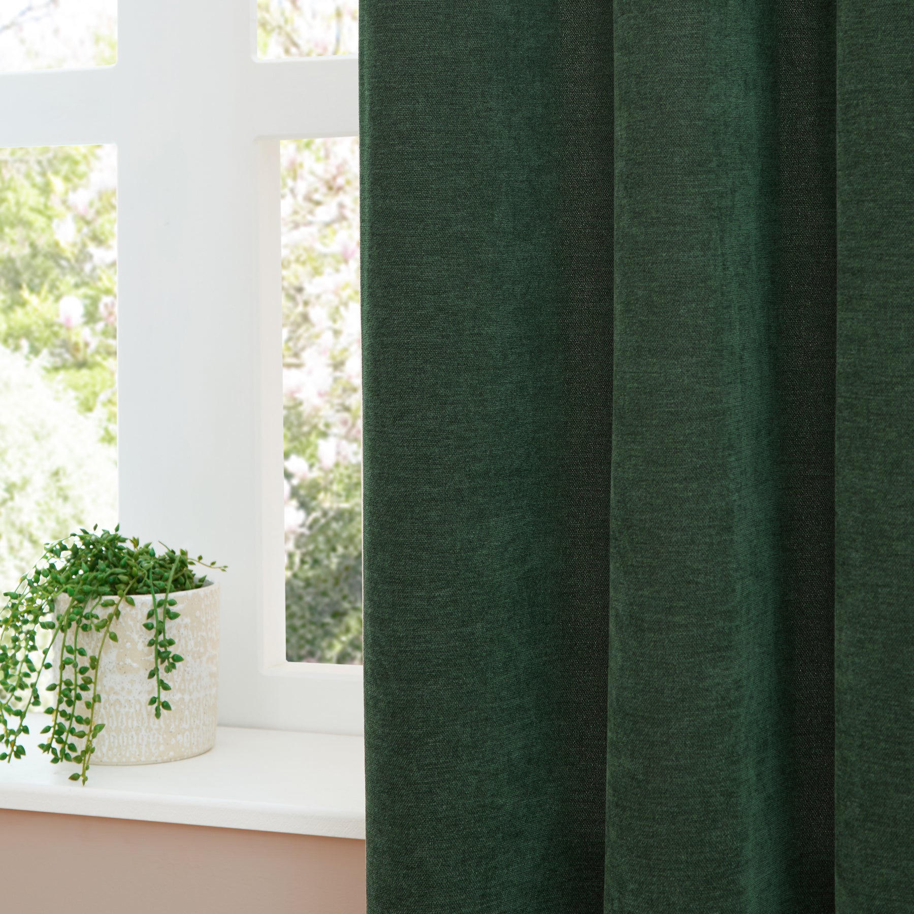 Furn Soft Chenille Ready Made Eyelet Blackout Curtains Bottle