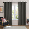 Furn Soft Chenille Ready Made Eyelet Blackout Curtains Charcoal