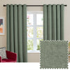 Furn Soft Chenille Ready Made Eyelet Blackout Curtains Green