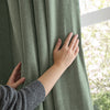 Furn Soft Chenille Ready Made Eyelet Blackout Curtains Green