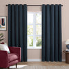 Furn Soft Chenille Ready Made Eyelet Blackout Curtains Navy