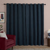 Furn Soft Chenille Ready Made Eyelet Blackout Curtains Navy