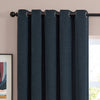Furn Soft Chenille Ready Made Eyelet Blackout Curtains Navy