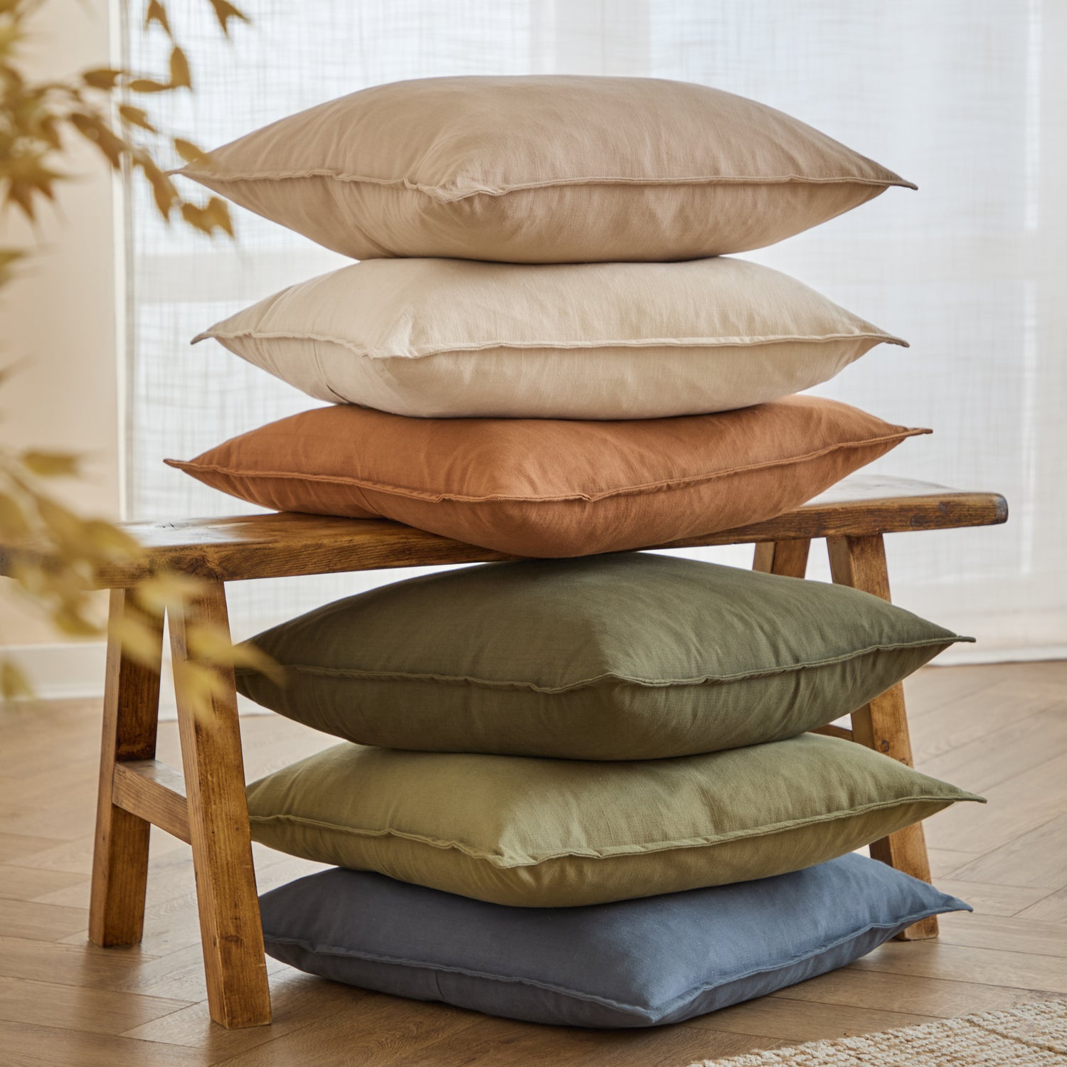 Yard Slub Cotton 50cm x 50cm Filled Cushion Linen