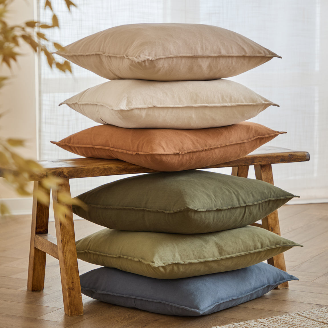 Yard Slub Cotton 50cm x 50cm Filled Cushion Linen