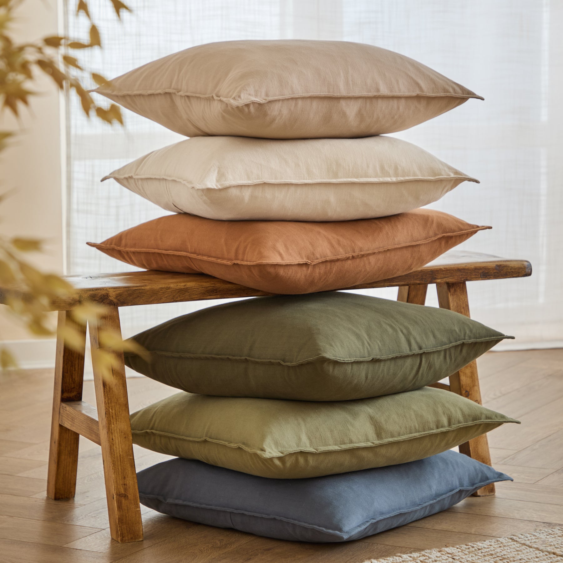 Yard Slub Cotton 50cm x 50cm Filled Cushion Toffee