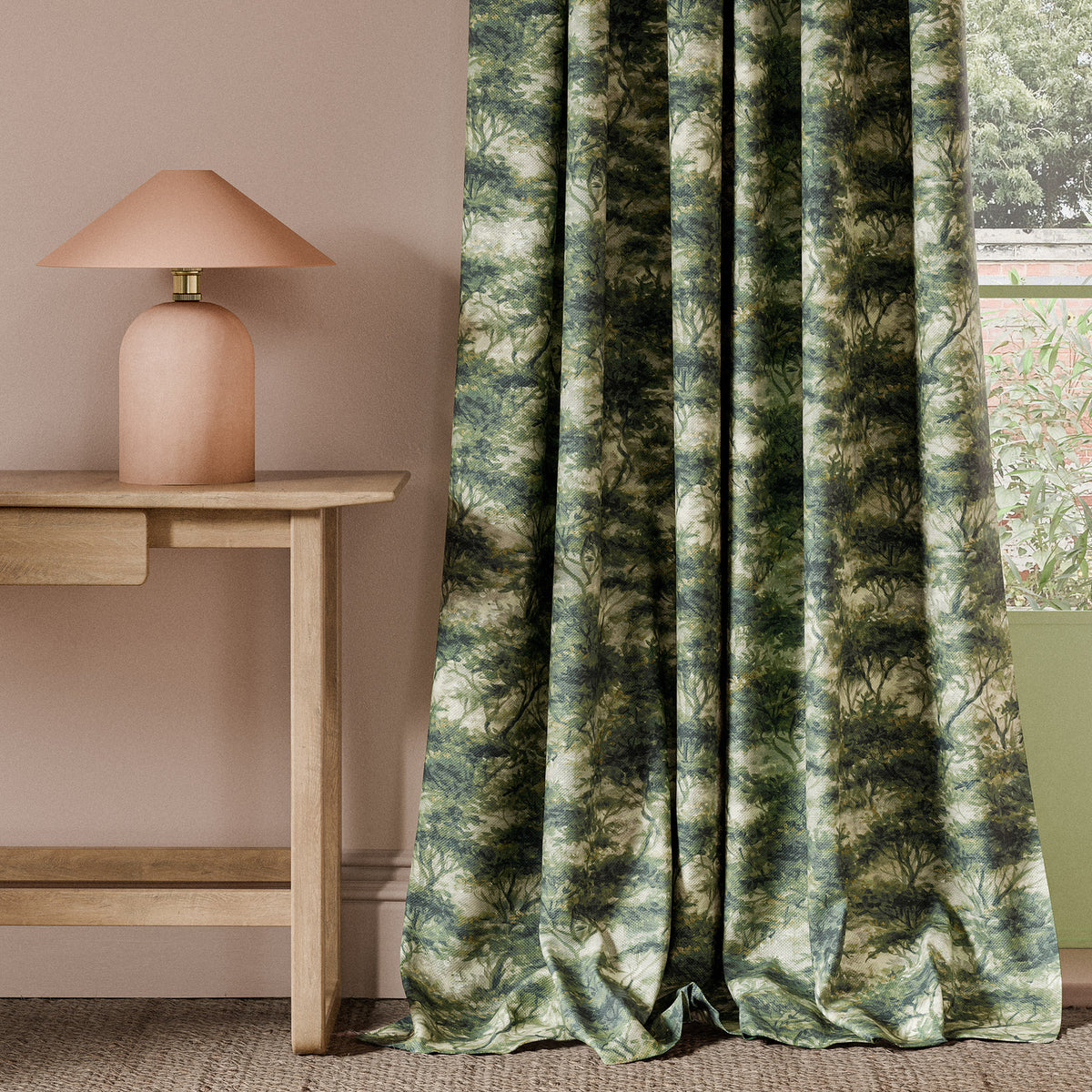 Clarke & Clarke Boschetto Printed Canvas Style Fabric Forest