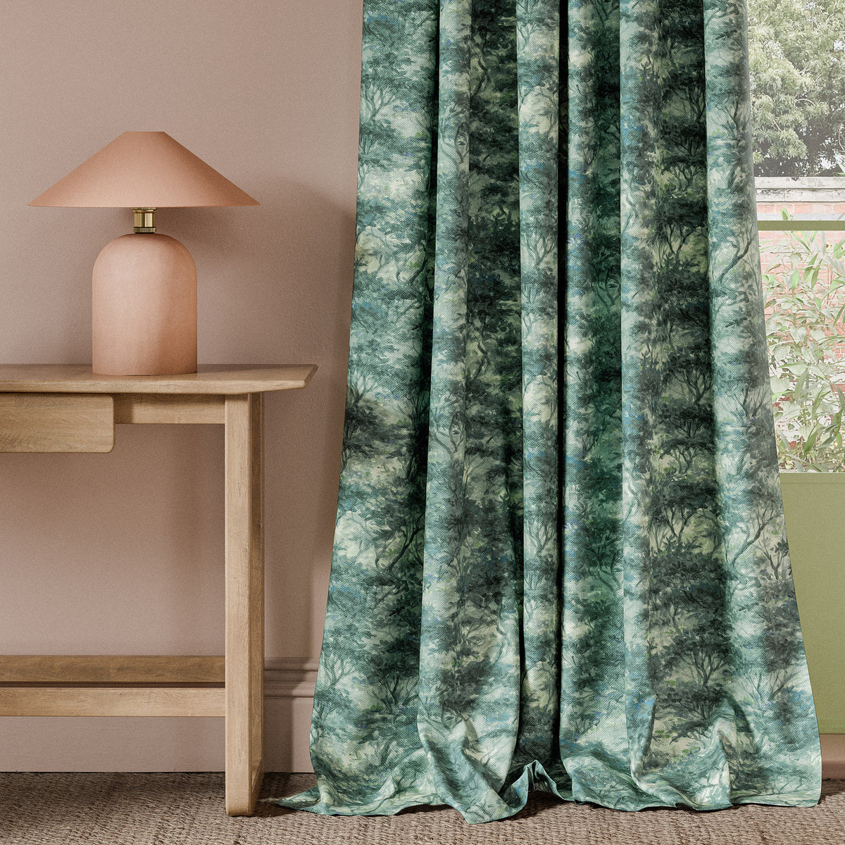 Clarke & Clarke Boschetto Printed Canvas Style Fabric Teal