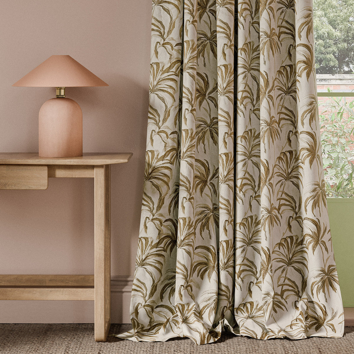 Clarke & Clarke Floresta Embroidered Fabric Ivory Linen