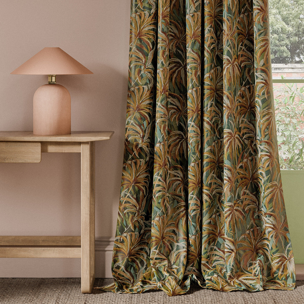 Clarke & Clarke Floresta Embroidered Fabric Mineral Spice