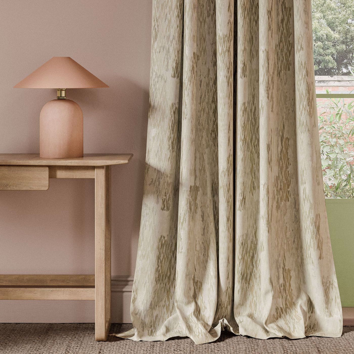 Clarke & Clarke Ignis Embroidered Woven Fabric Ivory Linen