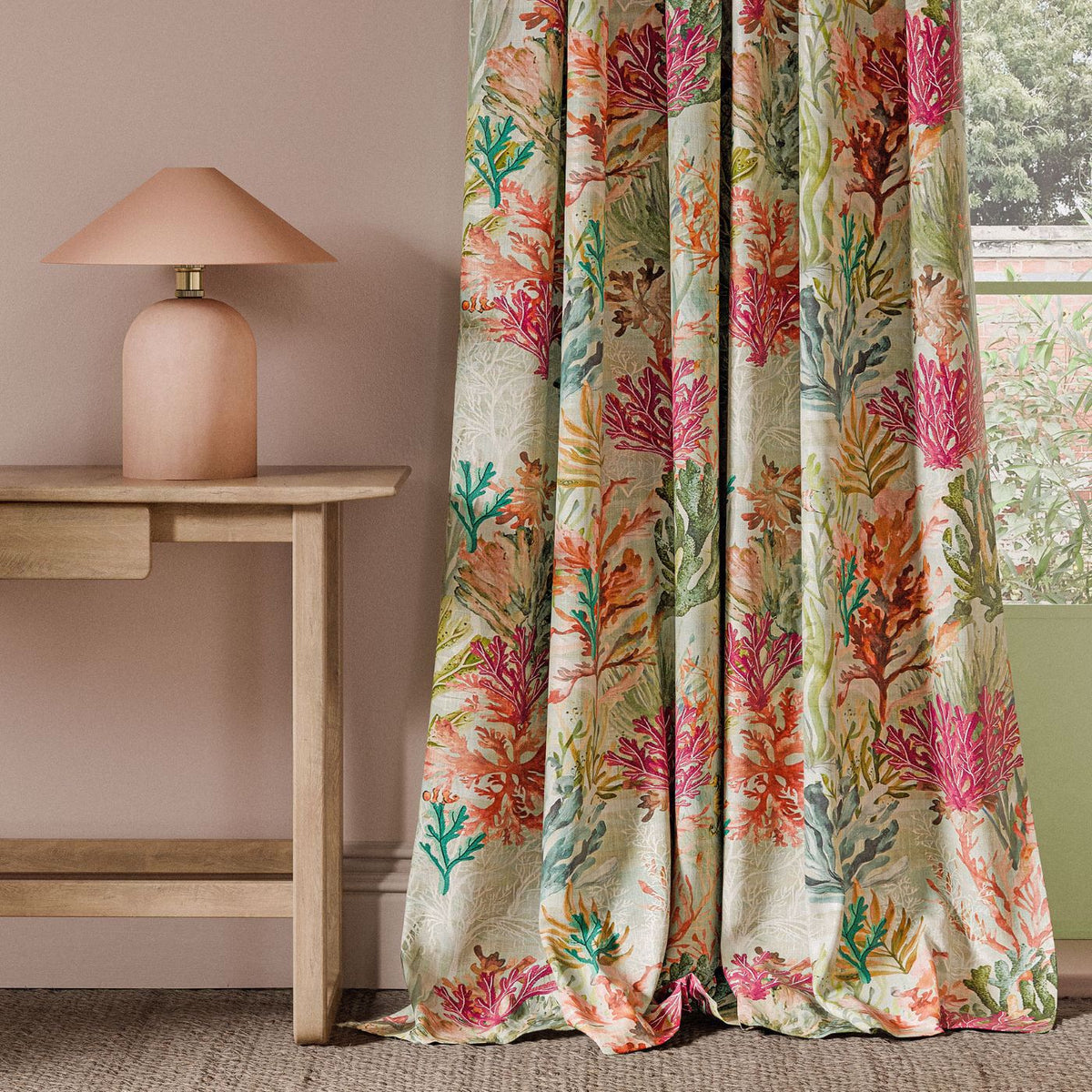 Clarke & Clarke Oceana Embroidered Printed Fabric Seafoam