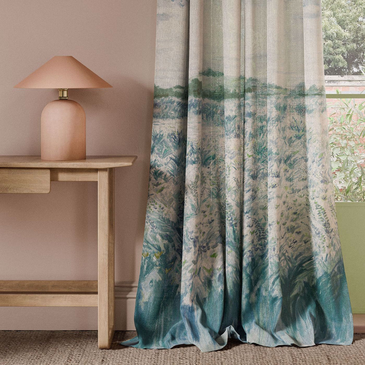 Clarke & Clarke Wildbloom Extra Wide Printed Sheer Voile Fabric Mineral