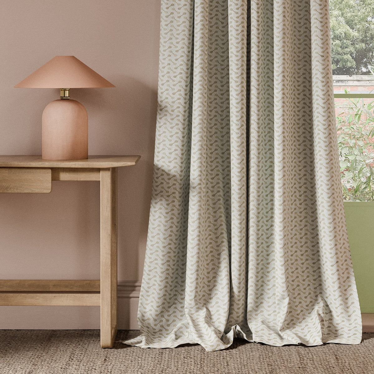 Clarke & Clarke Necto Embroidered Fabric Truffle
