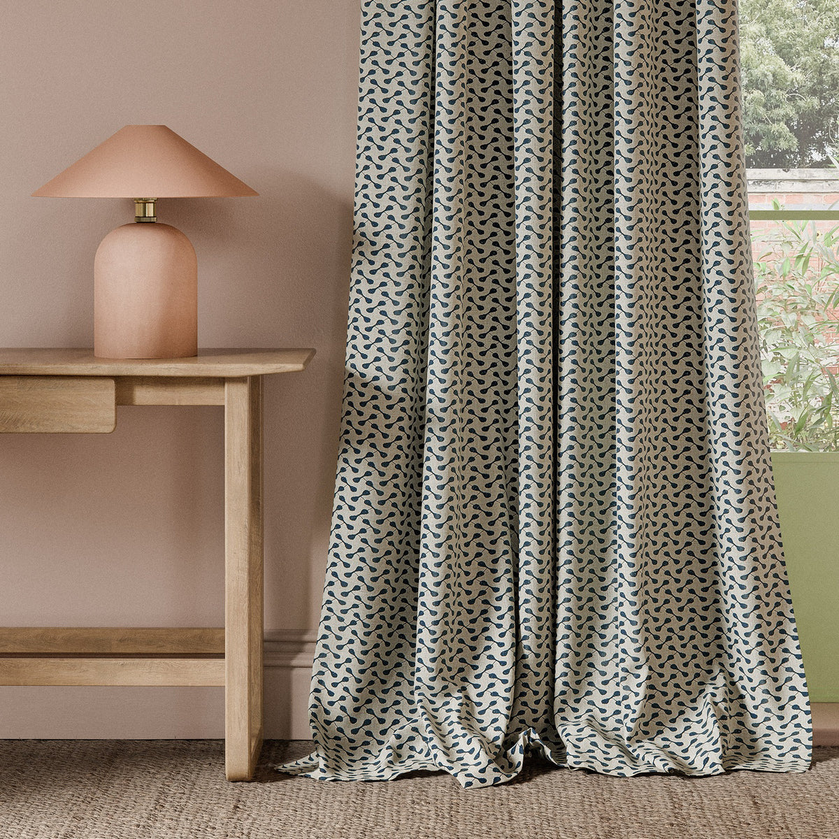 Clarke & Clarke Necto Embroidered Fabric Ink