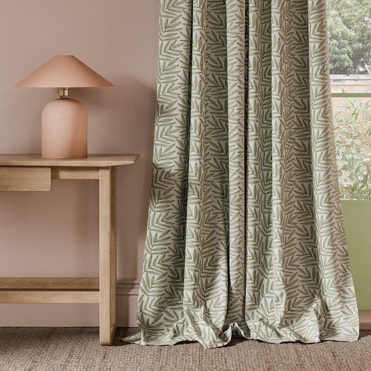Clarke & Clarke Virgata Embroidered Fabric Fern