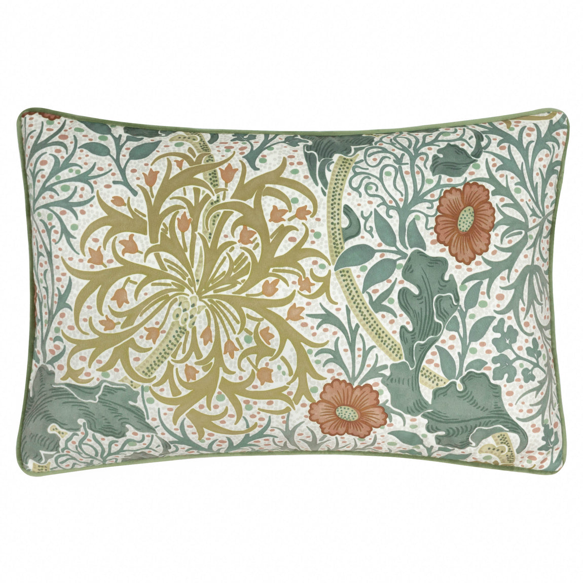 Morris & Co. Seaweed Printed Velvet 40cm x 60cm Filled Boudoir Stone Sunflower