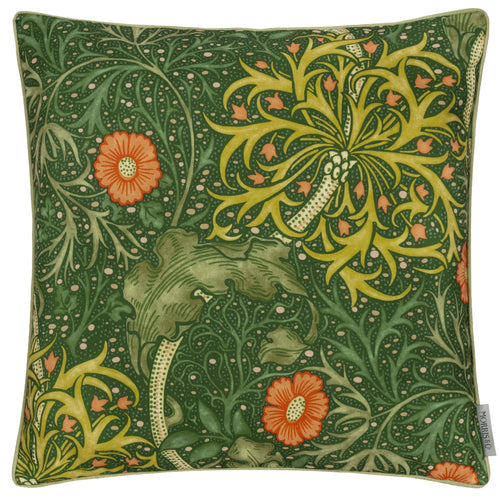 Morris & Co. Seaweed Printed Piped Outdoor 50cm x 50cm Filled Cushion Forest Green