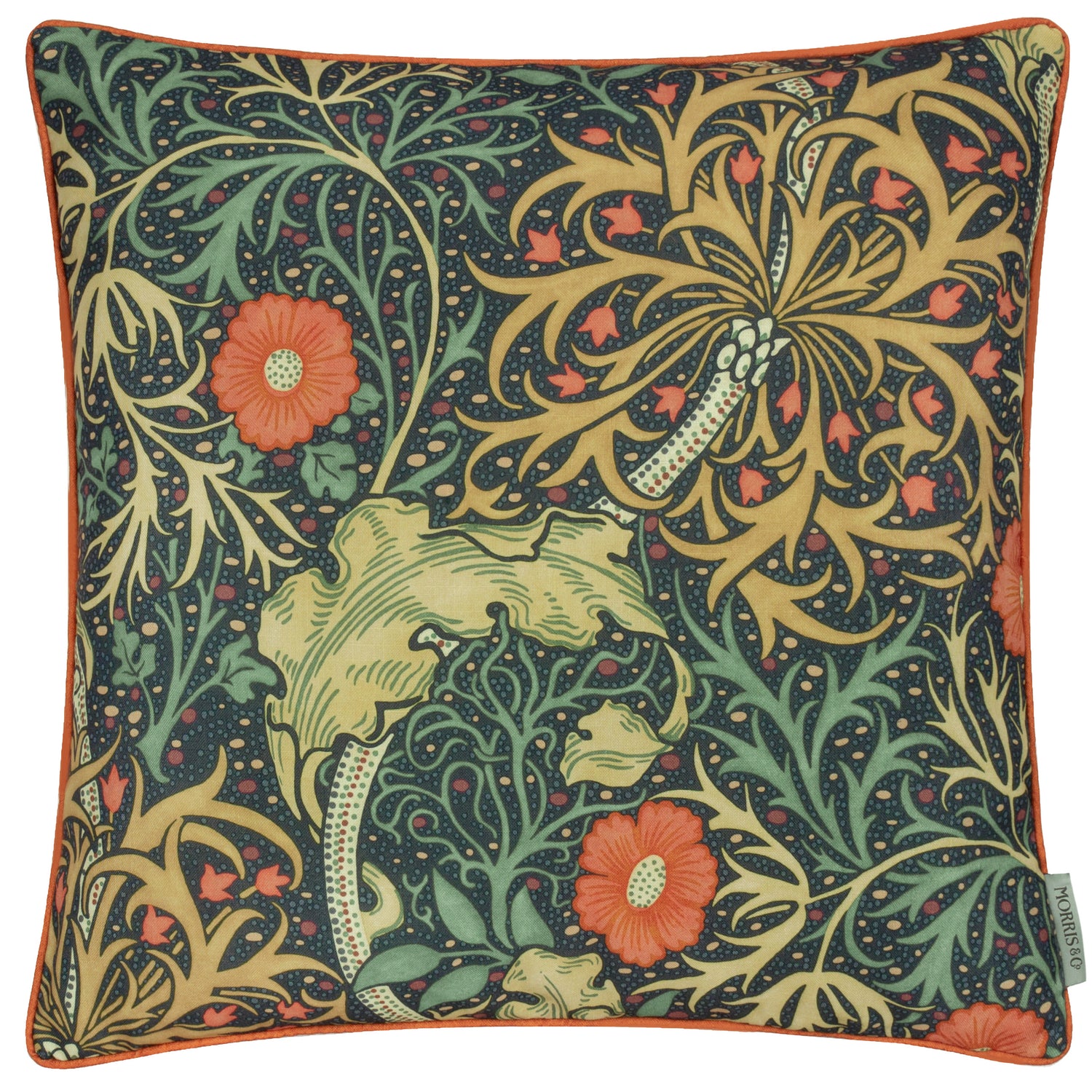 Morris & Co. Seaweed Printed Piped Outdoor 50cm x 50cm Filled Cushion Indigo