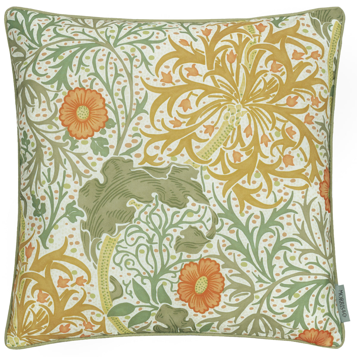 Morris & Co. Seaweed Printed Piped Outdoor 50cm x 50cm Filled Cushion Stone Sunflower
