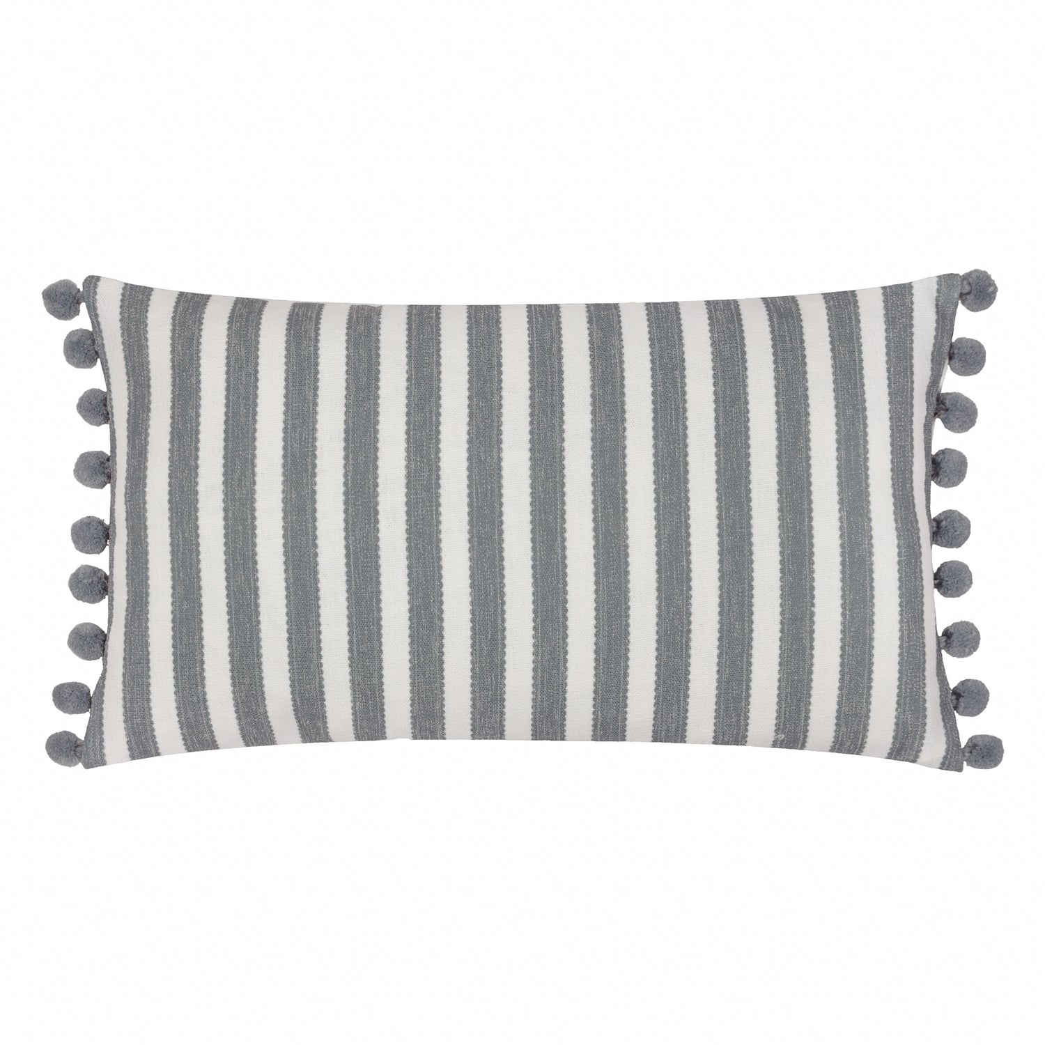 Sanderson Sessile Leaf Pom Pom Trim Printed 30cm x 50cm Filled Boudoir Delph Blue
