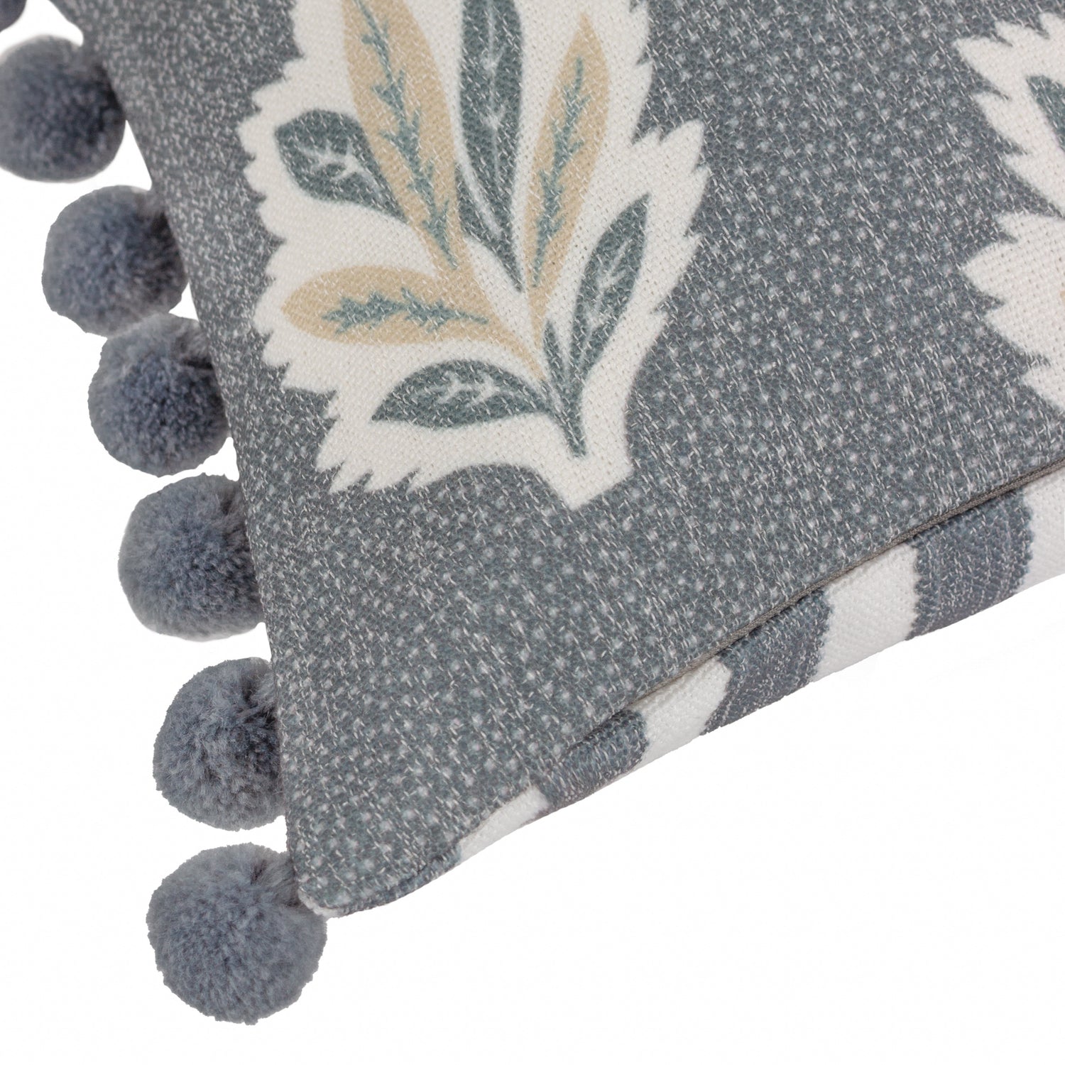 Sanderson Sessile Leaf Pom Pom Trim Printed 30cm x 50cm Filled Boudoir Delph Blue